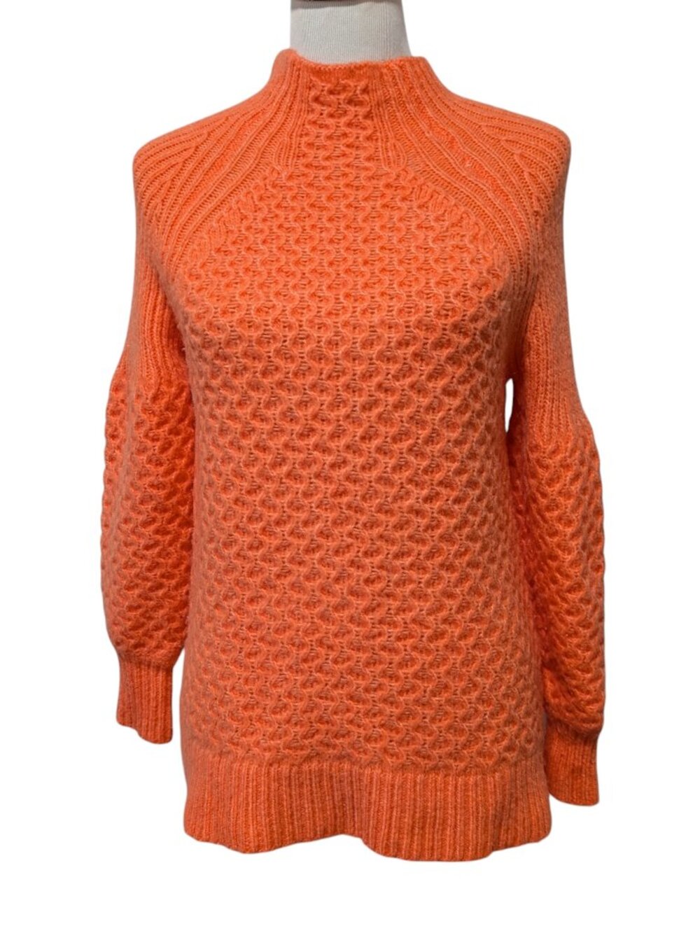Anthropologie Womens Size XS Bia Bright Coral Orange Mock Neck Tunic Sweater
